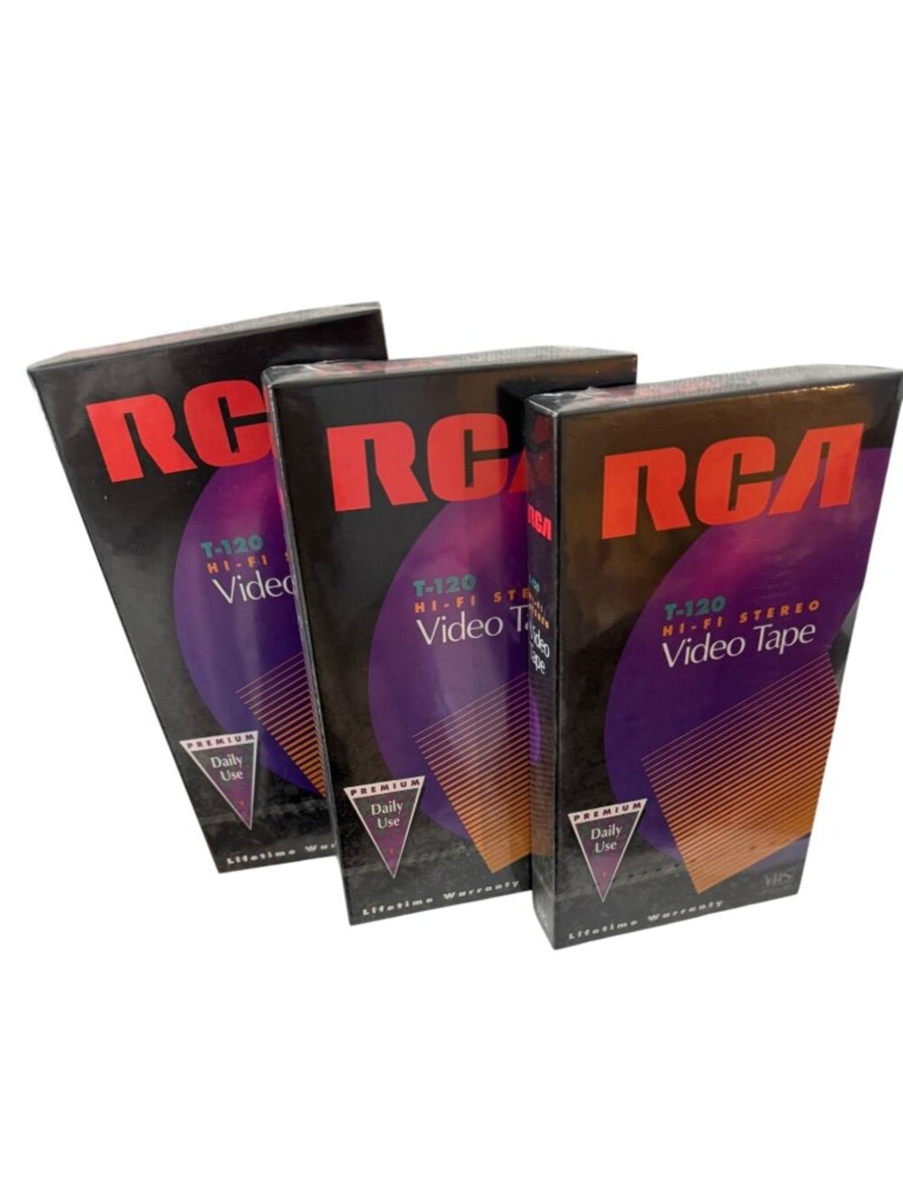 RCA T-120 Hi-Fi Stereo VHS Video Tape 3-Pack Premium Daily Use Blank Recording M